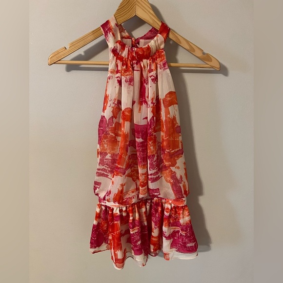 Mcginn Anthropologie Womens Chiffon Sleeveless High Neck Tie Blouse Top Size 2 - Picture 1 of 7